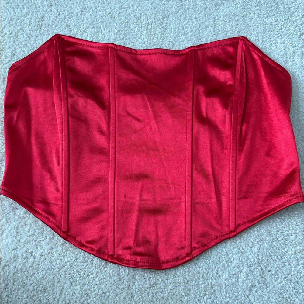 Chic Red Satin Bustier